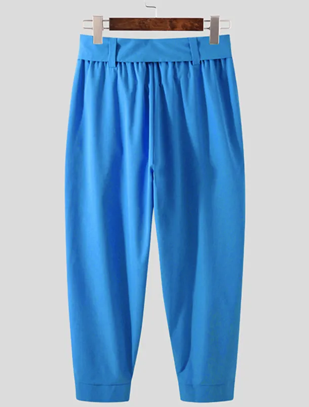 Men's Pink Pants Cropped Pants Harem Pants Casual Pants Pocket Elastic Waist Plain Comfort Breathable Ankle-Length Casual Daily Holiday Stylish Classic Style Black Pink