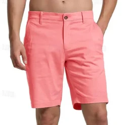 Men's Pink Shorts Shorts Summer Shorts Work Shorts Button Pocket Plain Wearable Short Outdoor Daily Fashion Classic Black White
