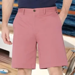 Men's Pink Shorts Summer Shorts Work Shorts Casual Shorts Buttons Pocket Plain Comfort Formal Party Work Fashion Classic Style Pink Khaki