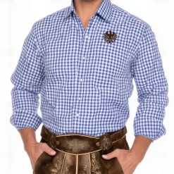 Men's Plaid Checkered Traditional Oktoberfest Shirt Button Up Shirt Trachten Shirts Long Sleeve Casual Dailywear Holiday Spring Fall Turndown 3D Print Linen Like Shirt Blue Green