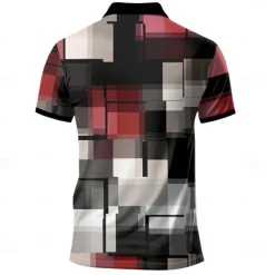 Men's Plaid Polo Shirts Zip Polo Short Sleeve Polo Shirts Collar Casual Formal Vacation Dailywear 3D Print Summer Spring Black Yellow Red