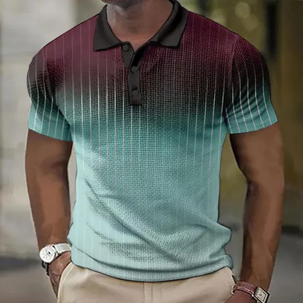 Men's Plaid Waffle Polo Shirts Golf Shirt Short Sleeve Polo Shirts Collared Shirts Vintage Casual Vacation Wear Formal Wear Festival Wear Buttons 3D Print Light Yellow Light Pink Black-White