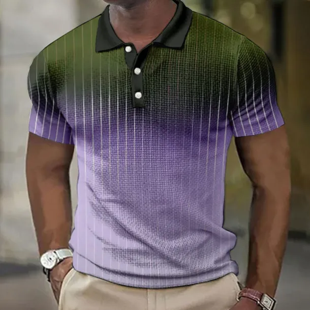 Men's Plaid Waffle Polo Shirts Golf Shirt Short Sleeve Polo Shirts Collared Shirts Vintage Casual Vacation Wear Formal Wear Festival Wear Buttons 3D Print Light Yellow Light Pink Black-White