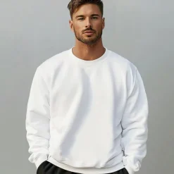 Men's Plain Sweatshirt Long Sleeve Sweatshirt Crew Neck Basic Athletic non-printing Casual Daily Sports Fall Winter
