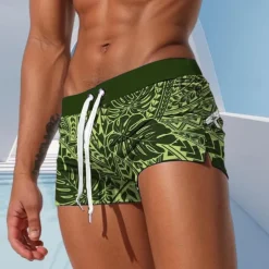 Men's Plants Tropical Plants Swimming Trunks Board Shorts Swim Shorts Mid Waist Fashion Hawaiian Designer Surfing Holiday Beach Pocket Drawstring Elastic Waist Designer Clothing Apparel