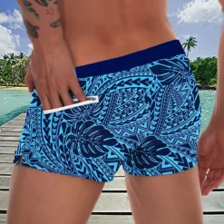 Men's Plants Tropical Plants Swimming Trunks Board Shorts Swim Shorts Mid Waist Fashion Hawaiian Designer Surfing Holiday Beach Pocket Drawstring Elastic Waist Designer Clothing Apparel