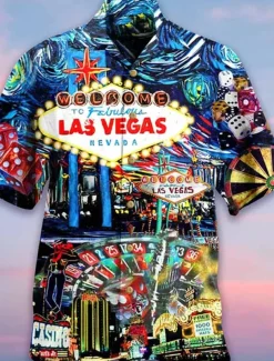 Men's Poker Darts Shirt Summer Hawaiian Shirt Aloha Shirt Short Sleeve Shirt Cuban Collar Sports Fashion Streetwear Outdoor Casual Hawaiian Blue S M L