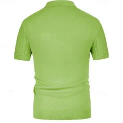 Men's Polo Golf Shirt Business Casual Ribbed Polo Collar Classic Short Sleeve Modern Old Money Style Color Block Knitted Ribbed Spring & Summer Regular Fit Light Blue Pink Green Polo