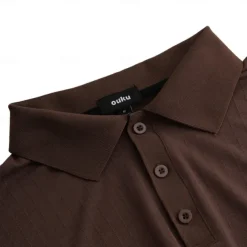 Men's Polo Golf Shirt Casual Holiday Ribbed Polo Collar Short Sleeve Fashion Basic Stripe Plain Button Quick Dry Summer Regular Fit Light Blue White Purple Khaki Polo