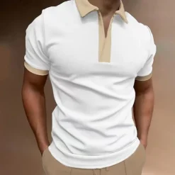 Men's Polo Golf Shirt Outdoor Street Lapel Short Sleeve Fashion Casual Color Block Spring & Summer Regular Fit Pink Sky Blue Khaki Polo