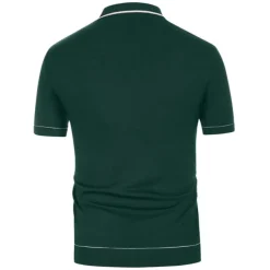 Men's Polo Knit Polo Sweater Business Casual Lapel Short Sleeve Modern Old Money Style Solid / Plain Color Button Front Summer Dark Navy Green Rose Red Polo