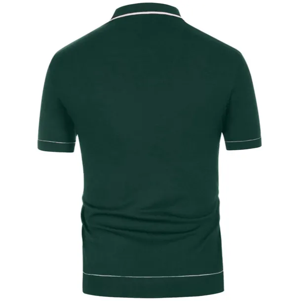 Men's Polo Knit Polo Sweater Business Casual Lapel Short Sleeve Modern Old Money Style Solid / Plain Color Button Front Summer Dark Navy Green Rose Red Polo