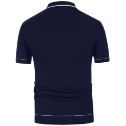 Men's Polo Knit Polo Sweater Business Casual Lapel Short Sleeve Modern Old Money Style Solid / Plain Color Button Front Summer Dark Navy Green Rose Red Polo