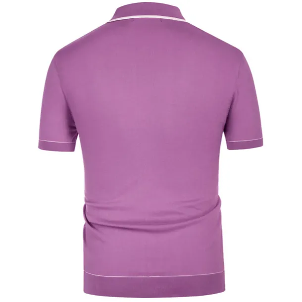 Men's Polo Knit Polo Sweater Business Casual Lapel Short Sleeve Modern Old Money Style Solid / Plain Color Button Front Summer Dark Navy Green Rose Red Polo