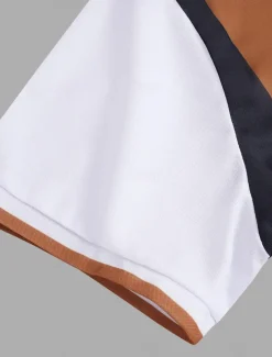 Men's Polo Shirt Button Up Polos Casual Sports Lapel Short Sleeve Fashion Basic Color Block Patchwork Summer Regular Fit Black White Red Navy Blue Dark Green Polo Shirt