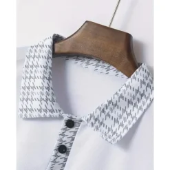 Men's Polo Shirt Button Up Polos Casual Sports Lapel Short Sleeve Fashion Basic Color Block Houndstooth Patchwork Pocket Summer Regular Fit Black White Navy Blue Blue Khaki Polo Shirt