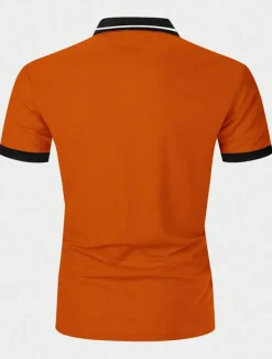 Men's Polo Shirt Button Up Polos Casual Sports Lapel Short Sleeve Fashion Basic Color Block Patchwork Embroidered Summer Regular Fit Black White Yellow Wine Blue Dark Green Polo Shirt