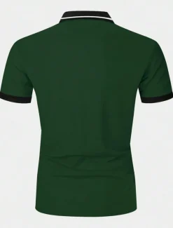 Men's Polo Shirt Button Up Polos Casual Sports Lapel Short Sleeve Fashion Basic Color Block Patchwork Embroidered Summer Regular Fit Black White Yellow Wine Blue Dark Green Polo Shirt