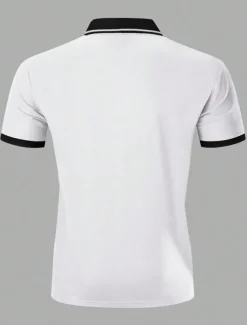 Men's Polo Shirt Button Up Polos Casual Sports Lapel Short Sleeve Fashion Basic Color Block Patchwork Embroidered Summer Regular Fit Black White Yellow Wine Blue Dark Green Polo Shirt