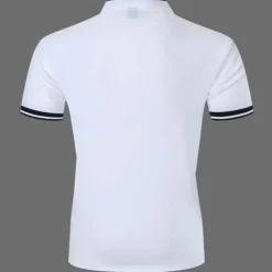 Men's Polo Shirt Collarless Golf Shirts Casual Holiday Stand Collar Short Sleeve Fashion Basic Plain Button Summer Regular Fit Black White Burgundy Polo Shirt