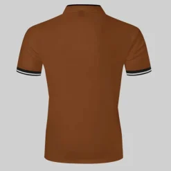 Men's Polo Shirt Collarless Golf Shirts Casual Holiday Stand Collar Short Sleeve Fashion Basic Plain Button Summer Regular Fit Black White Burgundy Polo Shirt