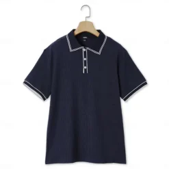 Men's Polo Shirt Golf Shirt Work Casual Lapel Ribbed Polo Collar Short Sleeve Basic Modern Color Block Patchwork Button Spring & Summer Regular Fit Light Blue White Burgundy Navy Blue Gray Polo Shirt