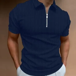 Men's Polo Shirt Golf Shirt Work Daily Wear Turndown Quarter Zip Short Sleeve Fashion Classic Style Plain Half Zip Quarter Zip Summer Regular Fit Light Blue Black White Navy Blue Light Grey Apricot