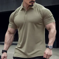 Men's Polo Shirt Golf Shirt Casual Holiday Lapel Classic Short Sleeve Fashion Basic Plain Button Summer Regular Fit Black Army Green Navy Blue Green Gray Polo Shirt