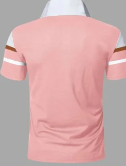 Men's Polo Shirt Golf Shirt Casual Holiday Classic Short Sleeve Fashion Basic Color Block Classic Summer Regular Fit Fire Red Black Pink Dark navy Polo Shirt