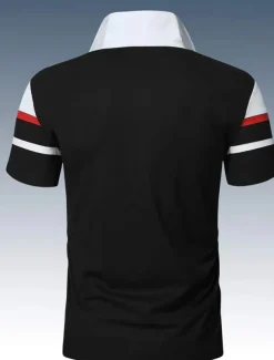 Men's Polo Shirt Golf Shirt Casual Holiday Classic Short Sleeve Fashion Basic Color Block Classic Summer Regular Fit Fire Red Black Pink Dark navy Polo Shirt