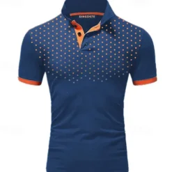Men's Polo Shirt Golf Shirt Casual Daily Polo Collar Classic Short Sleeve Casual Soft Polka Dot Dot Button Front Summer Spring Regular Fit Black White Red Navy Blue Orange Light Grey Polo Shirt