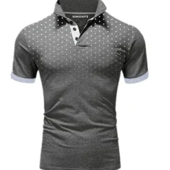 Men's Polo Shirt Golf Shirt Casual Daily Polo Collar Classic Short Sleeve Casual Soft Polka Dot Dot Button Front Summer Spring Regular Fit Black White Red Navy Blue Orange Light Grey Polo Shirt