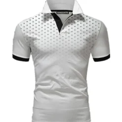 Men's Polo Shirt Golf Shirt Casual Daily Polo Collar Classic Short Sleeve Casual Soft Polka Dot Dot Button Front Summer Spring Regular Fit Black White Red Navy Blue Orange Light Grey Polo Shirt