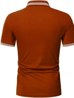 Men's Polo Shirt Golf Shirt Casual Holiday Lapel Classic Short Sleeve Fashion Basic Plain Button Summer Regular Fit Black White Yellow Orange Gray Polo Shirt