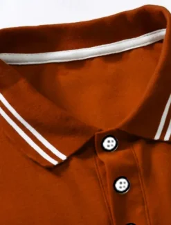 Men's Polo Shirt Golf Shirt Casual Holiday Lapel Classic Short Sleeve Fashion Basic Plain Button Summer Regular Fit Black White Yellow Orange Gray Polo Shirt