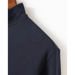 Men's Polo Shirt High Neck Outdoor Casual Lapel Quarter Zip Long Sleeve Fashion Basic Waves Solid / Plain Color Quarter Zip Spring & Fall Regular Fit Black White Dark Navy Blue Polo Shirt