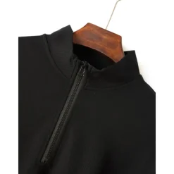 Men's Polo Shirt High Neck Outdoor Casual Lapel Quarter Zip Long Sleeve Fashion Basic Waves Solid / Plain Color Quarter Zip Spring & Fall Regular Fit Black White Dark Navy Blue Polo Shirt