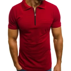 Men's Polo Shirt Quarter Zip Polo Outdoor Street Turndown Quarter Zip Short Sleeve Fashion Breathable Solid Colored Zipper Quarter Zip Summer Spring Regular Fit Black Red Navy Blue Gray Polo Shirt
