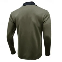 Men's Polo Shirt Quarter Zip Polo Street Vacation Quarter Zip Long Sleeve Fashion Basic Solid Color Pocket Spring & Fall Regular Fit Black White Burgundy Navy Blue Khaki Army Green Polo Shirt