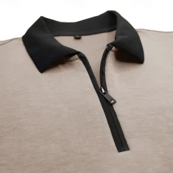 Men's Polo Shirt Quarter Zip Polo Street Vacation Quarter Zip Long Sleeve Fashion Basic Solid Color Pocket Spring & Fall Regular Fit Black White Burgundy Navy Blue Khaki Army Green Polo Shirt