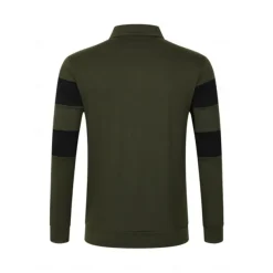 Men's Polo Shirts Golf Polos Shirts Business Casual Lapel Classic Long Sleeve Fashion Basic Color Block Stripes Buttons Fall Winter Regular Fit Deep Green Black White Gray Polo Shirts