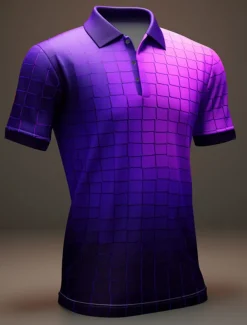 Men's Polo Shirts Golf Shirt Short Sleeve Polo Shirts Collared Shirts Casual Vacation Wear Formal Wear Festival Wear Buttons 3D Print Spring & Summer Yellow Purple Orange