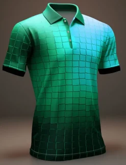 Men's Polo Shirts Golf Shirt Short Sleeve Polo Shirts Collared Shirts Casual Vacation Wear Formal Wear Festival Wear Buttons 3D Print Spring & Summer Yellow Purple Orange