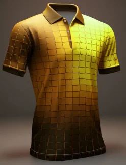 Men's Polo Shirts Golf Shirt Short Sleeve Polo Shirts Collared Shirts Casual Vacation Wear Formal Wear Festival Wear Buttons 3D Print Spring & Summer Yellow Purple Orange