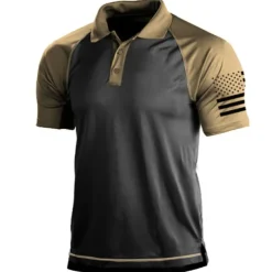 Men's Polo Shirts Golf Shirt Turndown Fashion Casual Comfortable Short Sleeve Black Yellow Blue Green Dark Gray Color Block 3D Print Turndown Vacation Street 3D Button-Down Clothing Clothes Polyester