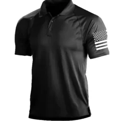 Men's Polo Shirts Golf Shirt Turndown Fashion Casual Comfortable Short Sleeve Black Yellow Blue Green Dark Gray Color Block 3D Print Turndown Vacation Street 3D Button-Down Clothing Clothes Polyester