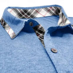Men's Polo Shirts Golf Shirt Work Casual Lapel Ribbed Polo Collar Short Sleeve Basic Modern Color Block Patchwork Buttons Spring & Summer Regular Fit Light Blue Dark Gray Black Blue Green Khaki Polo
