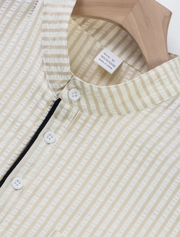 Men's Polo Shirts Golf Shirt Outdoor Daily Wear Banded Collar Short Sleeve Fashion Hawaiian Stripe Pocket Summer Regular Fit Black Blue Sky Blue Green Apricot Polo Shirts