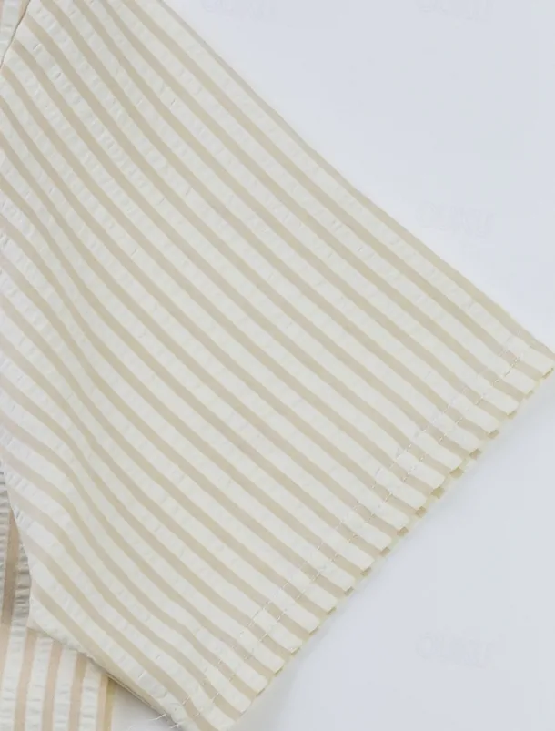 Men's Polo Shirts Golf Shirt Outdoor Daily Wear Banded Collar Short Sleeve Fashion Hawaiian Stripe Pocket Summer Regular Fit Black Blue Sky Blue Green Apricot Polo Shirts