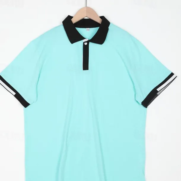 Men's Polo Shirts Sports Polo Shirts Casual Sports Ribbed Polo Collar Short Sleeve Fashion Basic Solid Color Classic Style Summer Regular Fit Black White Light Green Red Light Blue Polo Shirts